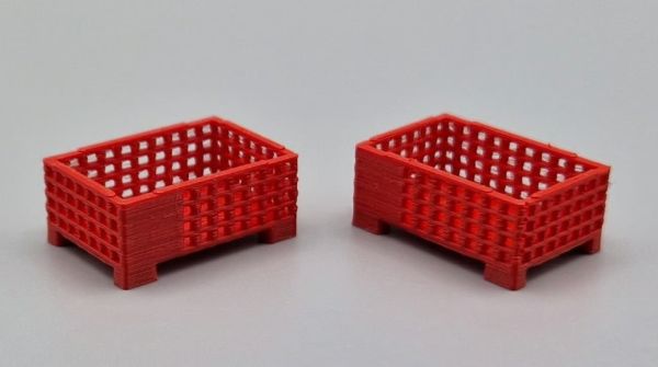 MSM5471/06 - 2 Half-height wire mesh pallet boxes, red - L.24 x W.16 x H.10.3 mm - 1