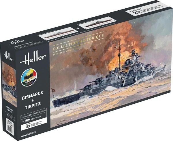 HEL55078 - Starter kit with paint and accessories - BISMARCK and TIRPITZ double set - Historical collection to assemble - 1