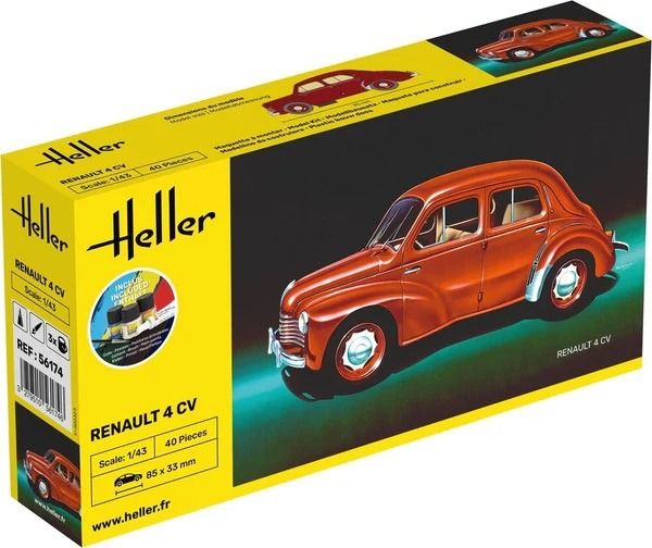 HEL56174 - Starter kit with paint and accessories - RENAULT 4 CV to assemble - 1
