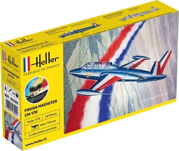 HEL56220 - Starter kit with paint and accessories - FOUGA Magister CM 170 to assemble - 1