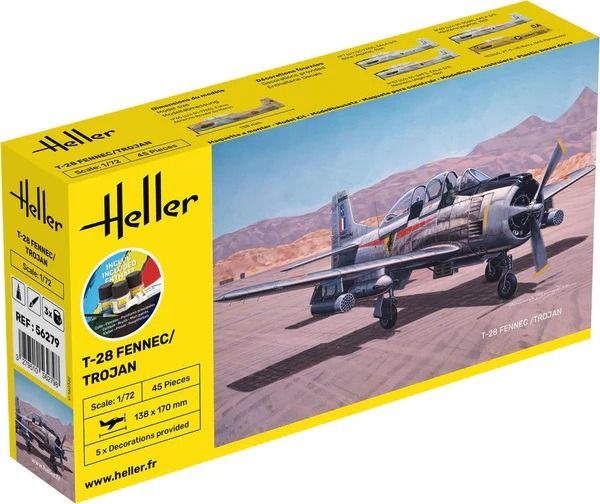 HEL56279 - Starter kit with paint and accessories - T-28 FENNEC and TROJAN to assemble - 1