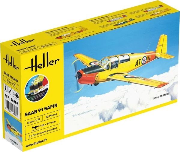 HEL56287 - Starter kit with paint and accessories - SAAB 91 Safir to assemble - 1