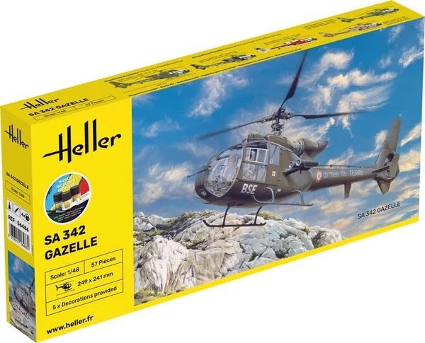 HEL56486 - Starter kit with paint and accessories - GAZELLE SA 342 helicopter to assemble - 1