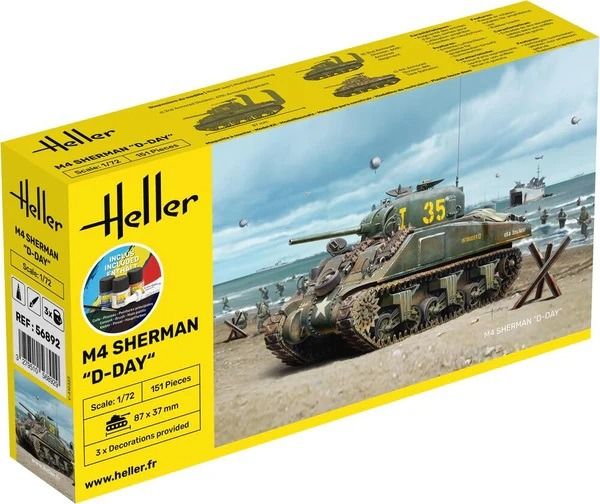 HEL56892 - Starter kit with paint and accessories - M4 Sherman tank - D-Day - 1