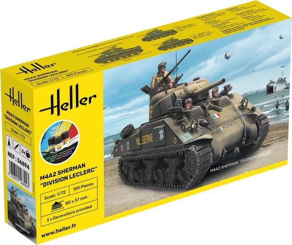 HEL56894 - Starter kit with paint and accessories - M4A2 SHERMAN tank - Leclerc Division - 1