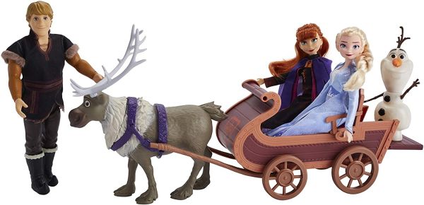 HASE5517 - Snow Queen 2 dolls set - Elsa Anna kristoff Olaf Sven and his sleigh - 1