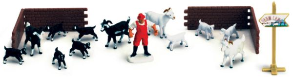 NEW05485J - Lot of 11 goats with low wall and 1 farmer - 1