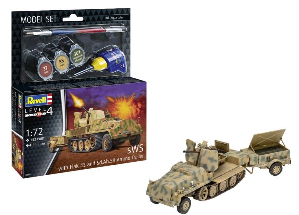 REV63293 - MODEL SET - SWS flak43 and Sd.Ah58 and trailer with paint to assemble - 1