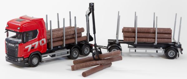 EMEK70775 - SCANIA 770 6x4 rigid truck with 1+1 axle trailer for timber transport - 1