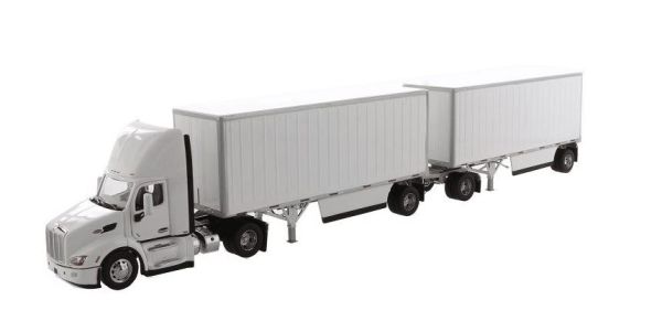 DCM71099 - PETERBILT 579 4x2 with Container Carrier + Trailer and 28-foot Container White - 1