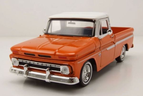 MMX79034ORANGE - 1966 CHEVROLET C10 Fleeside Pickup Orange and White - 1