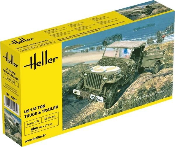 HEL79997 - US 1/4 Ton Military Vehicle with Trailer - Assembly and Painting Required - 1
