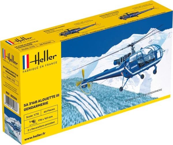 HEL80286 - Gendarmerie helicopter ALOUETTE III SA 316 to assemble and paint - 1