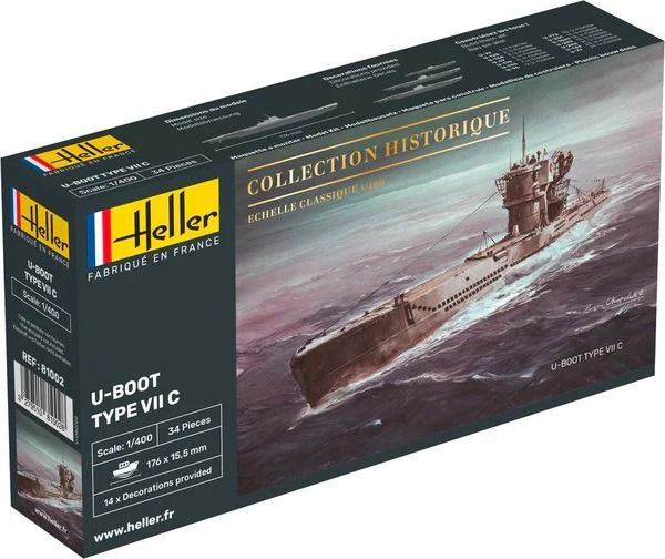 HEL81002 - UNTERSEEBOOT Type VII C Boat - Historical Collection to assemble and paint - 1