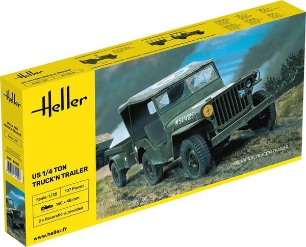 HEL81105 - Truck with US 1/4 Ton trailer to assemble and paint - 1