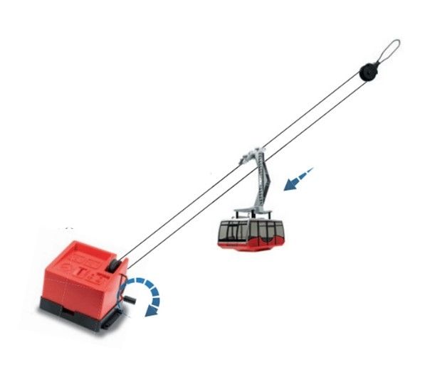 JC89093 - Ski lift with 1 red manual gondola - 1