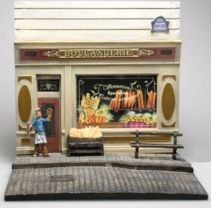 AKI0128 - Diorama bakery front with pavement and figure dimension H14 cm x W 15 cm x D14 cm - 1