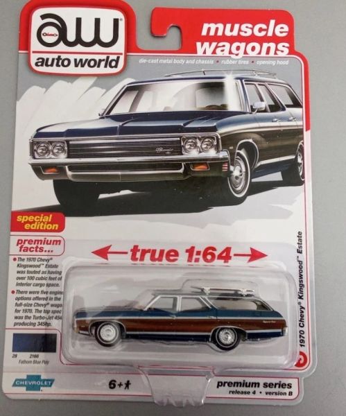 AWSP169/24B - CHEVROLET Kingswood Estate 1970 Blue and Brown Blister Packed - 1