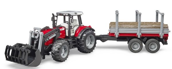 BRU2046 - MASSEY FERGUSON 7480 with loader and wooden trailer - 1