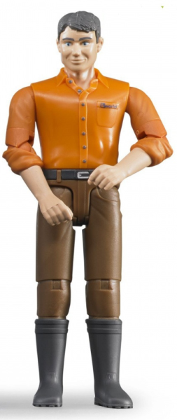 BRU60007 - Man with pants pantalon marron and shirt orange BRUDER toys - 1