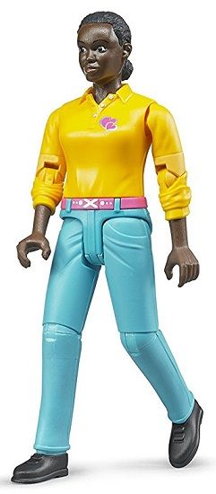 BRU60404 - Black woman with yellow shirt and turquoise trousers - 1