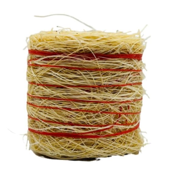 CW0281 - Round straw bale with red string - Diameter: 3.7 x 3.7 cm - 1