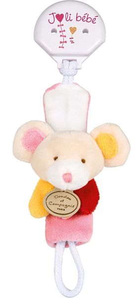 DC2509SOURIS - Pacifier Clip - Mouse Red Pink and Yellow - 1