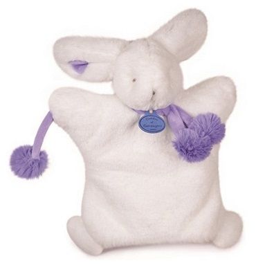 DC2742BVIO - Rabbit puppet Pompon White and Violet 25 cm - 1