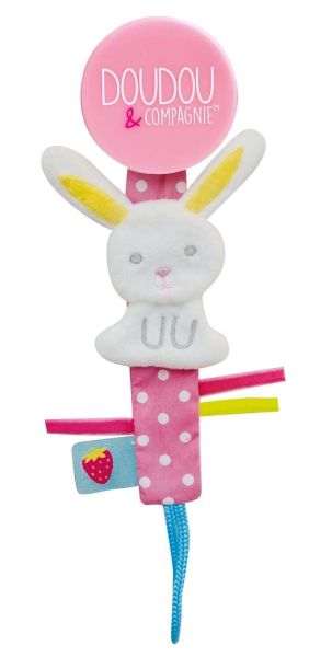 DC3424LAPIN - Vanilla / Strawberry Pacifier Clip - Rabbit - 1