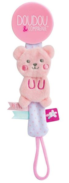 DC3424OURS - Vanilla / Strawberry Pacifier Clip - Bear - 1