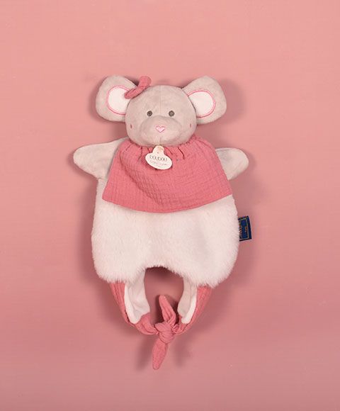 DC3827 - Mouse soft toy puppet - Little 3-in-1 pink fun bag - 1