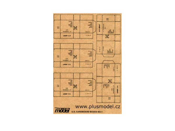 PLS009 - Model reduced of 5 us cardboard boxes dimension 2 x 2 x 1cm not build - 1