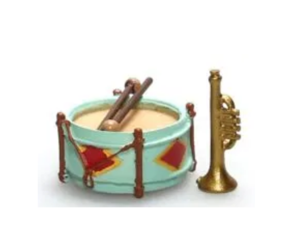 AKI0264 - Miniature drum and trumpet for dollhouse - 1