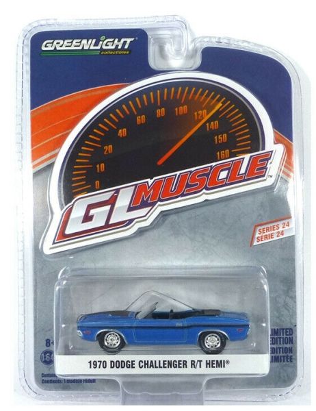 GREEN13290-B - DODGE Challenger R/T Hemi 1970 blue open convertible GL Muscle Series sold in blister - 1