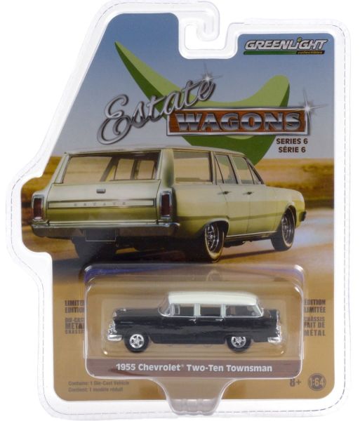 GREEN36010-A - CHEVROLET Two-Ten Townsman station wagon 1955 black white roof Estate Wagons series sold in blister pack - 1