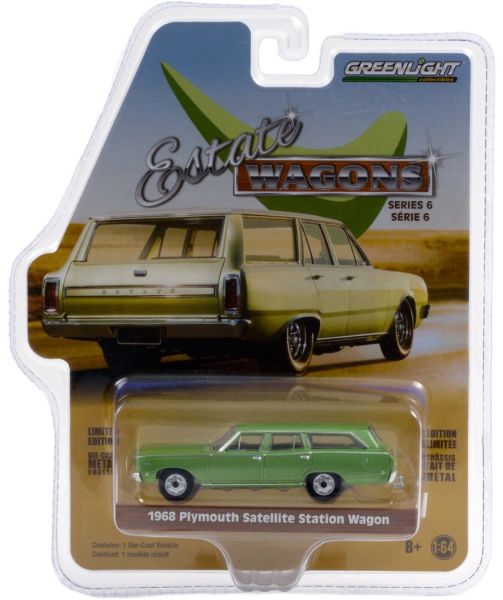 GREEN36010-B - PLYMOUTH Satellite Station Wagon break 1968 metallic green Estate Wagons series sold in blister pack - 1