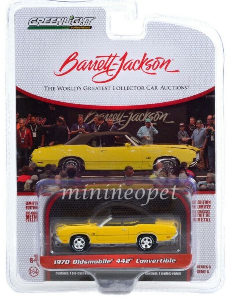 GREEN37220-C - OLDSMOBILE 442 convertible open 1970 yellow Barrett Jackson sold in blister - 1