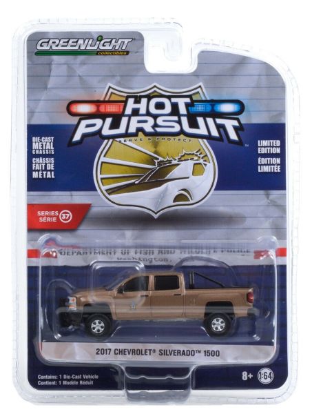 GREEN42950-E - CHEVROLET Silverado 1500 double cabin pick-up 2017 metallic brown The Hot Pursuit series sold in blister - 1
