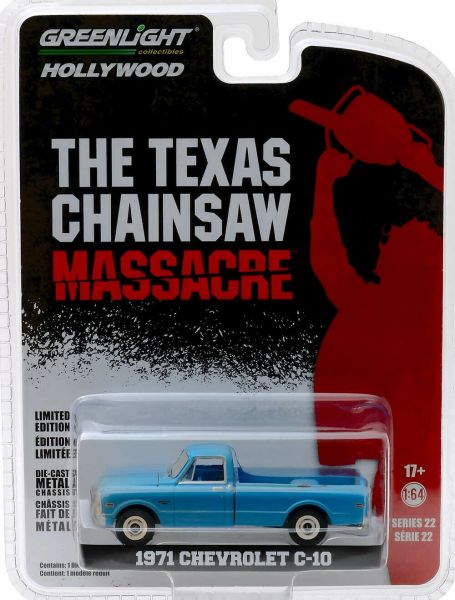 GREEN44820-B - CHEVROLET C-10 pick-up 1971 blue the movie The Texas Chainsaw Massacre Sold in blister - 1
