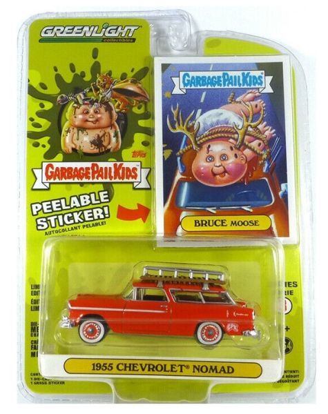 GREEN54050-A - CHEVROLET Nomad station wagon red 1955 Garbage Pail kids series sold in blister pack - 1