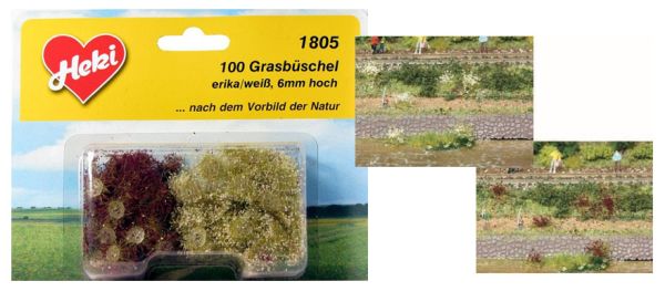 HEK1805 - 10 grass tufts lila and white 6mm - 1