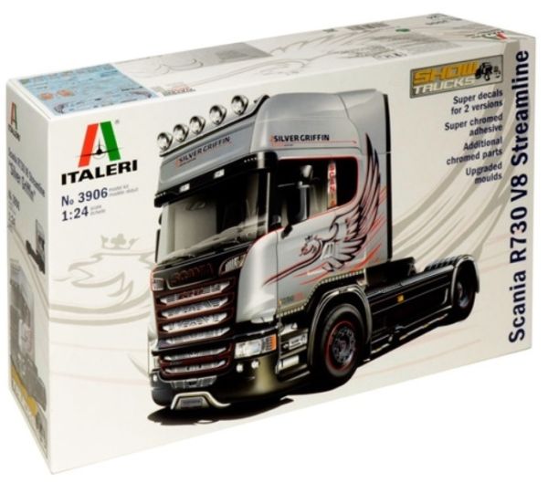 ITA3906 - SCANIA R370 Streamline V8 4x2 Silver Griffin model to assemble and paint glue and paint not included - 1