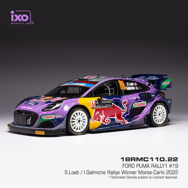 IXO18RMC110.22 - FORD PUMA RALLY 1 #19 LOEB/GALMICHE WRC2 RALLYE MONTE CARLO 2022 purple - 1