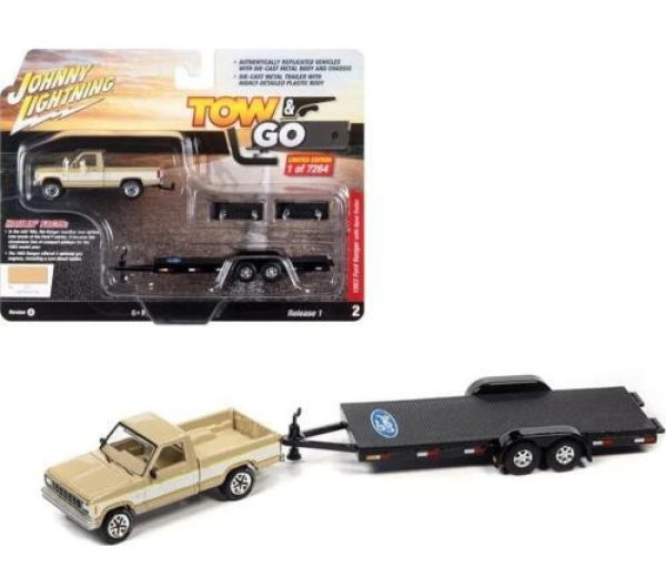 JLBT017A-B - 1983 Ford Ranger with car transporter from the TOW & GO series, still in its original blister pack. - 1