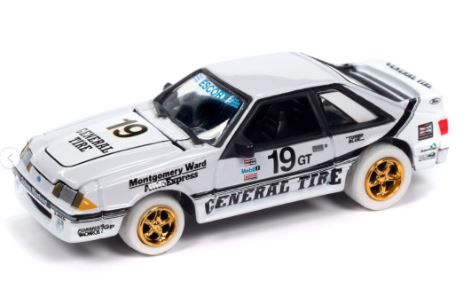 JLCT014-3A_BLANC - 1988 FORD Mustang GT white wheels - Sallen General Tire #19 from the 2024 COLLECTOR TINS ​​series in blister pack - 1