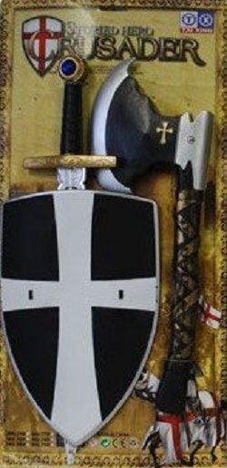 LPE52276N - Knight Kit - Black and Silver Armor, Sword and Ax - 1