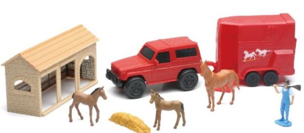 NEW04005C - 4x4 with accessories and building, horses, farmer... - 1