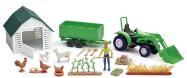 NEW04065B - Farmer set with farmer tractor animals and building - 1