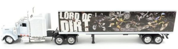 NEW15334USS - KENWORTH W900 white with trailer 2 axles Lord of Dirt - 1