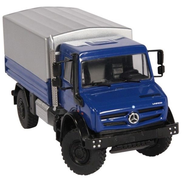 NZG9111/20 - MERCEDES BENZ UNIMOG U5000 blue flatbed carrier - 1